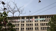 Yunanistan’da Kalkınma Bakanlığı çalışanları, Bakanlık binasına Filistin bayrağı astı