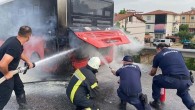 Seyir halinde yanan halk otobüsü paniğe neden oldu