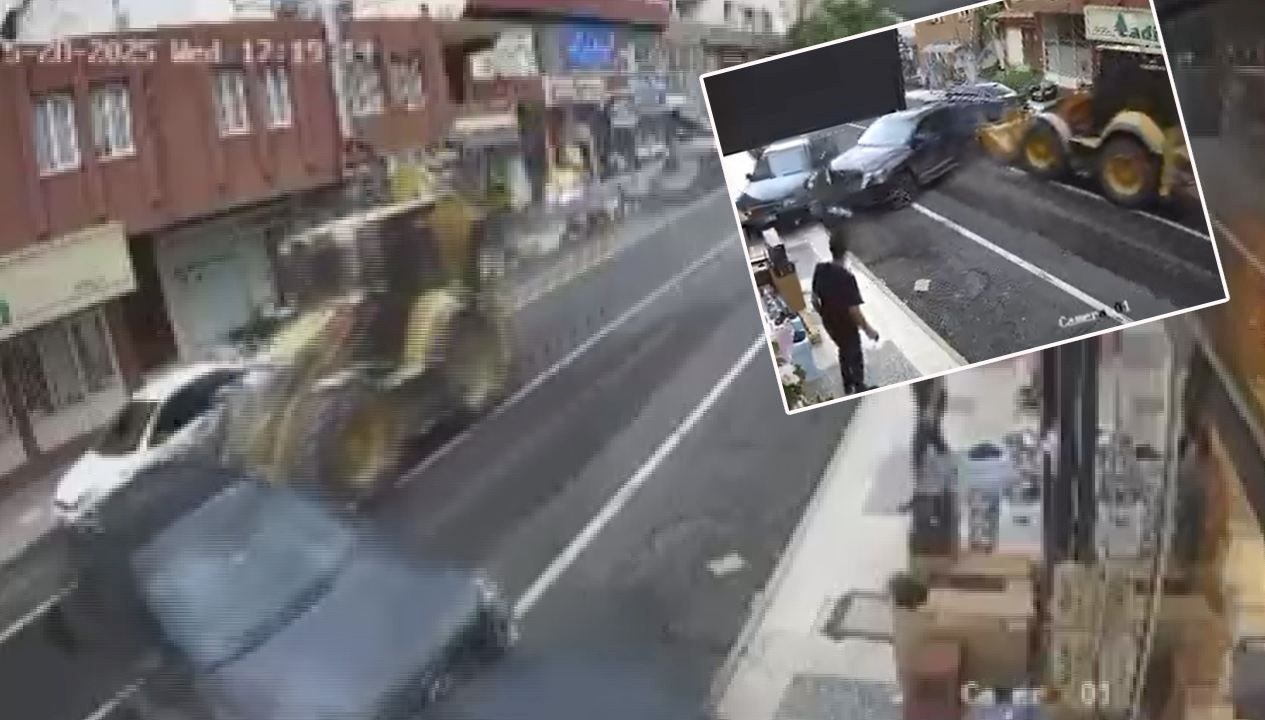 Freni boşalan kepçe araçları biçti
