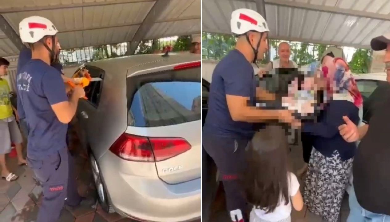 Şanlıurfa’da otomobilde kilitli kalan 3 aylık bebeği itfaiye kurtardı
