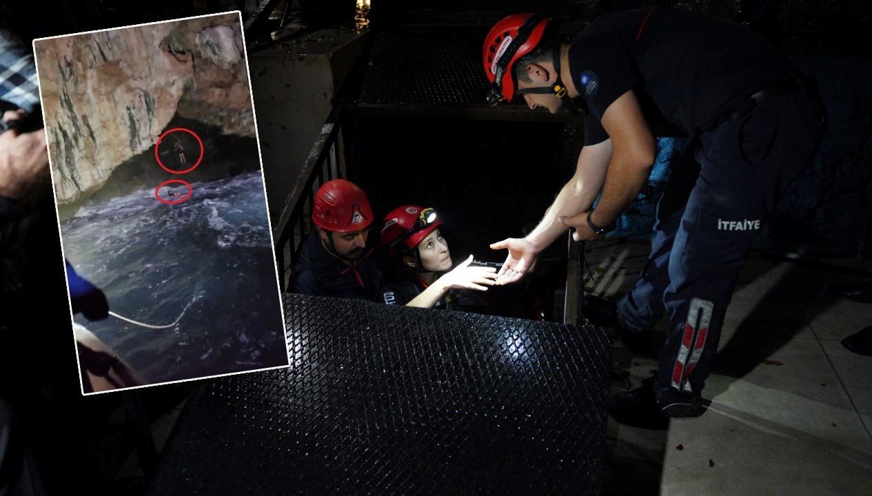 Dalgaların yükselmesiyle mahsur kaldıkları mağaradan film gibi operasyonla kurtarıldılar