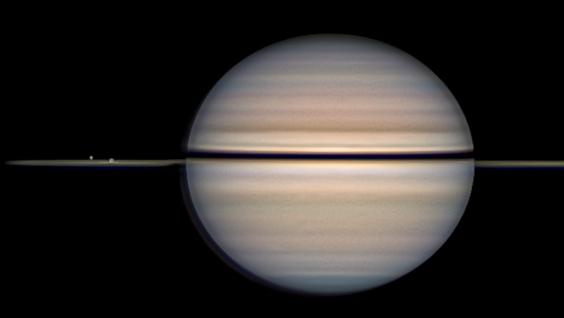 NASA’dan günün karesi: Dione ve Rhea Satürn halkasıyla hizalandı