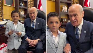 Bahçeli’yle küçük çocuk arasında güldüren diyalog. “Burayı değiştir”