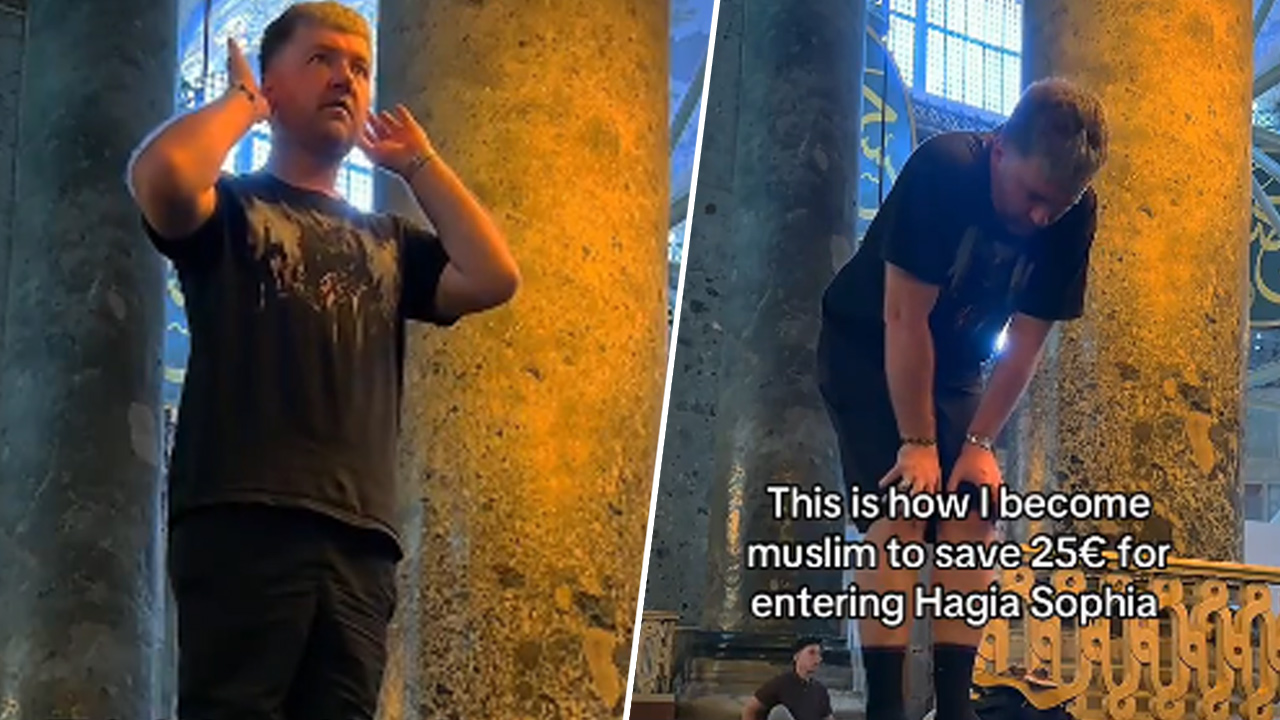 Ukraynalı turistin Ayasofya videosu sosyal medyada gündem oldu