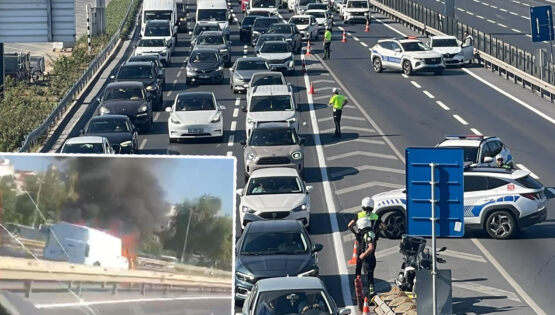 İstanbul’da sahil yolunda yangın. Avrasya Tüneli yönü kapandı