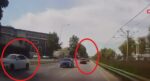 Otoyolda tehlikeli yarış: Makas atan otomobiller çarpıştı!