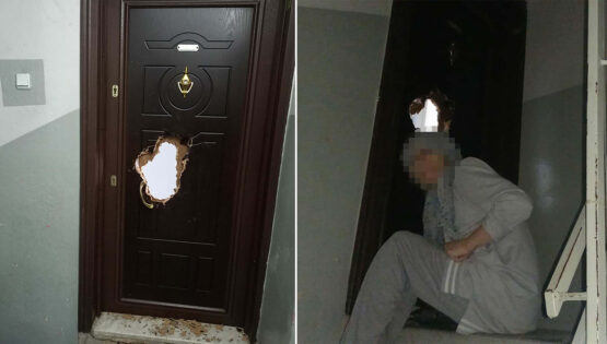 Komşusunun kapısını matkapla kırdı