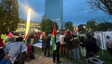 Uluslar Ligi’ndeki maç öncesi İsrail’e protesto. “Barış, haysiyet ve adalet”