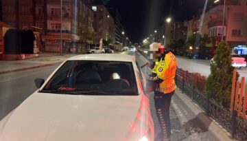 Yolun ortasında polisin uyandırdığı sürücü, geri uyudu