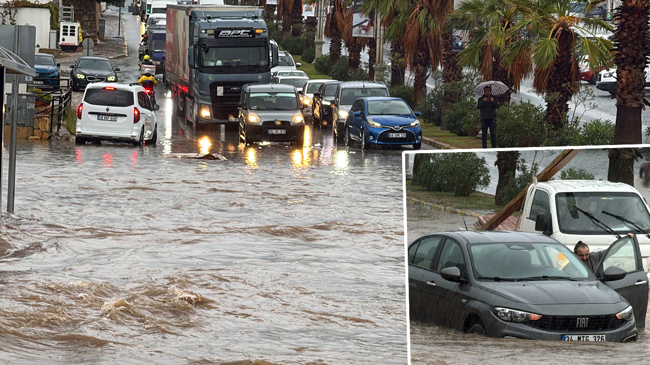Muğla’yı sağanak vurdu: Bodrum ve Marmaris’te yollar göle döndü